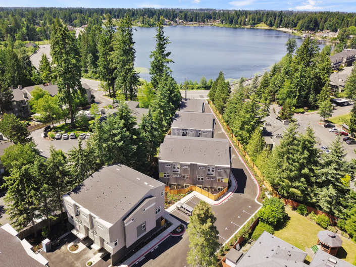 Site Drone Shot of Units and Lake