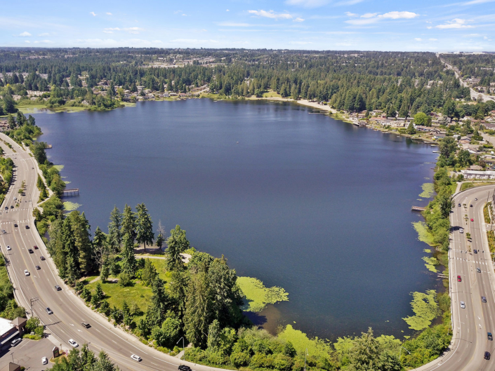 Site Drone Shot of Lake